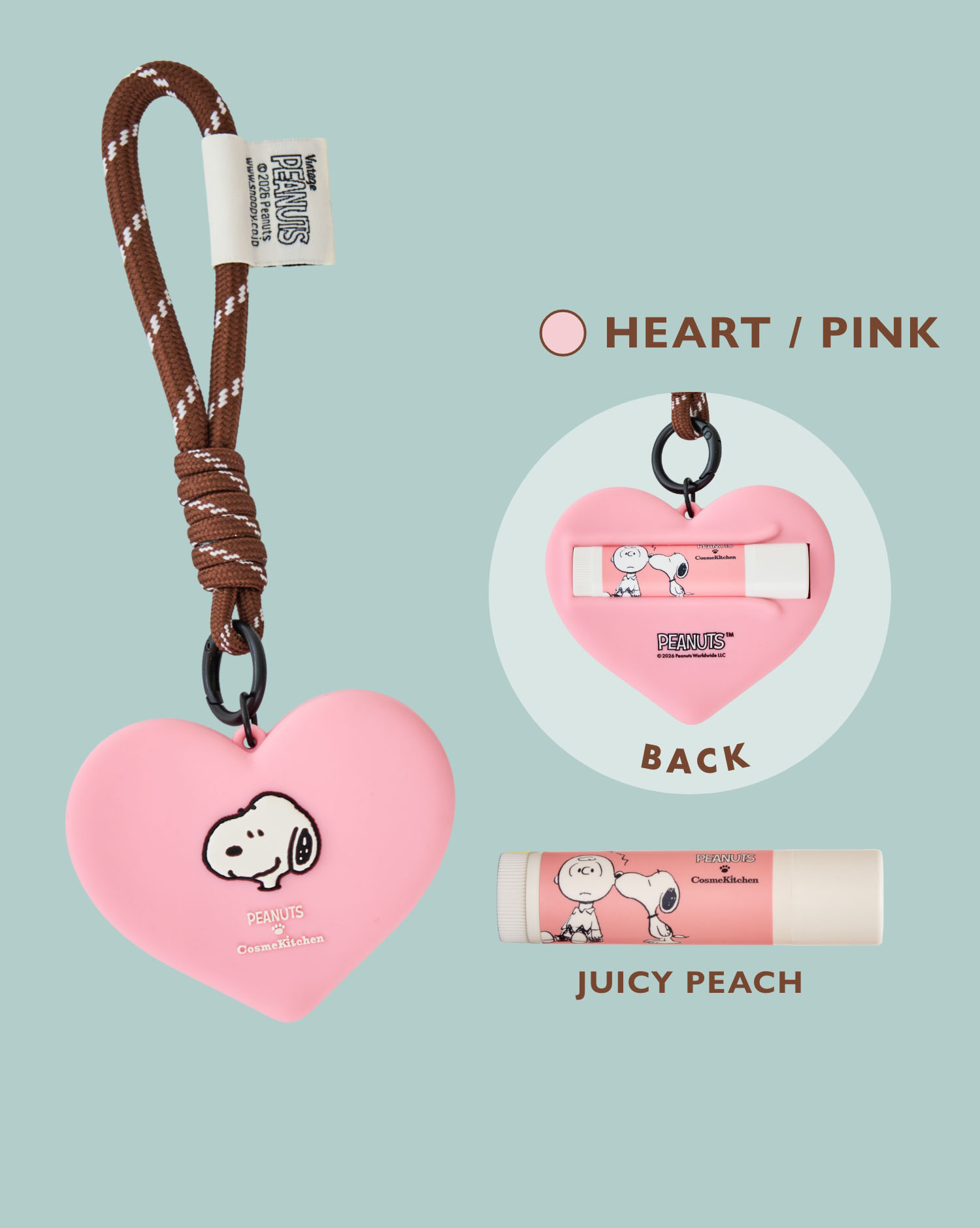 PEANUTS アロマティックリップクリーム チャームセット HEART / PINK