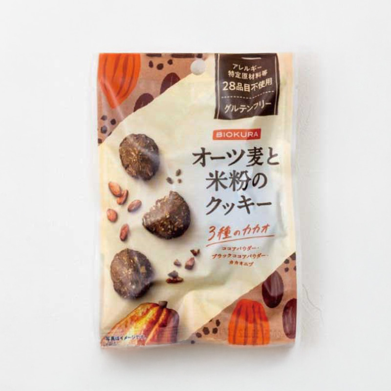 BIOKURA オーツ麦と米粉のクッキー 3種のカカオ