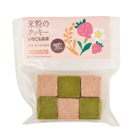 BIOKURA 米粉のクッキー いちご＆抹茶 の商品画像